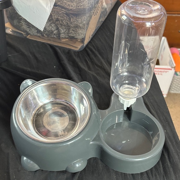 Gray Pet Bowl with Water Dispenser - Picture 1 of 3